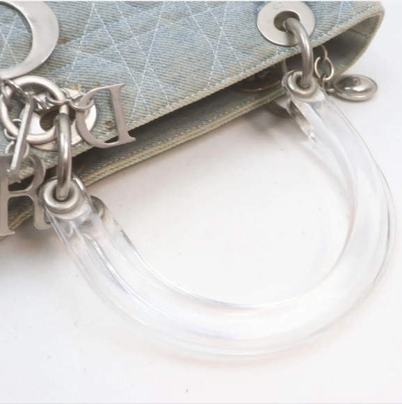 Christian Dior Light Blue Denim Cannage Medium Lady Dior - Picture 6 of 9